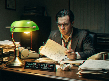 contador enojado sentado en un escritorio image generated by Openart AI