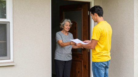 contractor handing a bid to homeowner generated with Z-Image