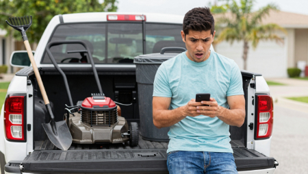 hombre mirando su telefono al lado de su camioneta generated with Z-Image
