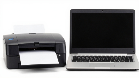 maquina de fax y computadora portatil generated with Z-Image