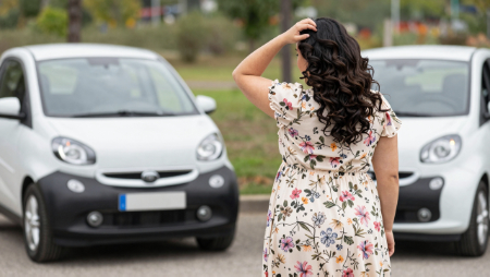 mujer decidiendo entre dos automóviles generated with Z-Image