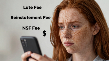 red headed woman holding phone worried about fees generated with Z-Image